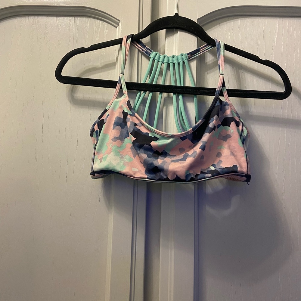 Lululemon Athletica Pink and Blue Strappy Sports Bra